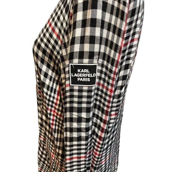 Karl Lagerfeld Paris Men's Medium Button Up Checkered Shirt Long Sleeve - Picture 4 of 5